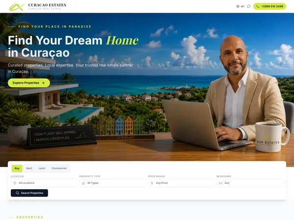 Curacao Estates website screenshot
