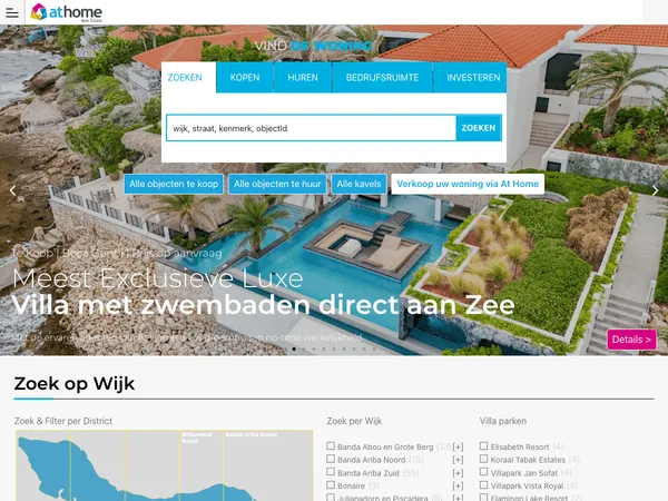 At Home Curaçao Makelaars website screenshot