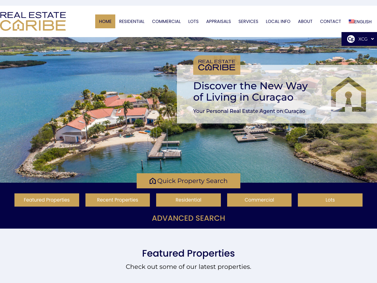 Real Estate Caribe website screenshot
