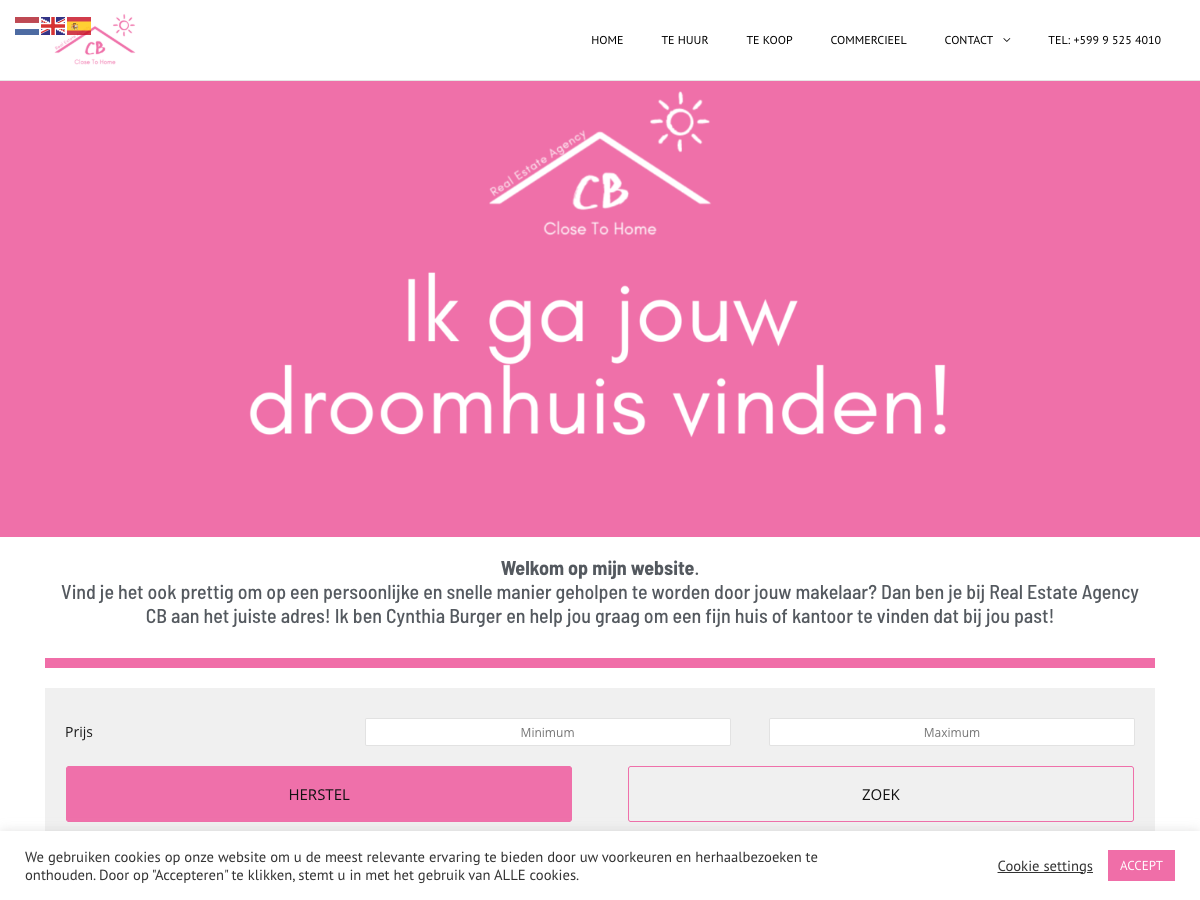 Real Estate Agency CB website screenshot