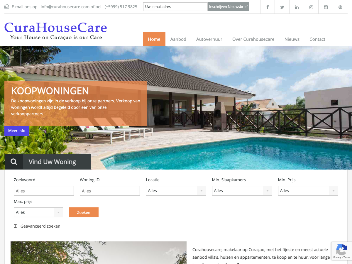 CuraHouseCare website screenshot